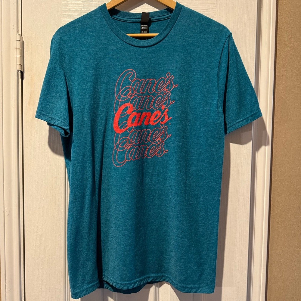 Raising Canes T-Shirt Medium Unique Blue/Green Teal Color Graphic Tee Unisex